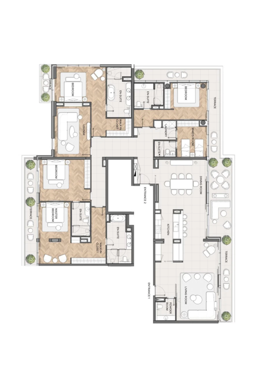 4 BR — 4 Bedroom Penthouse + Lounge