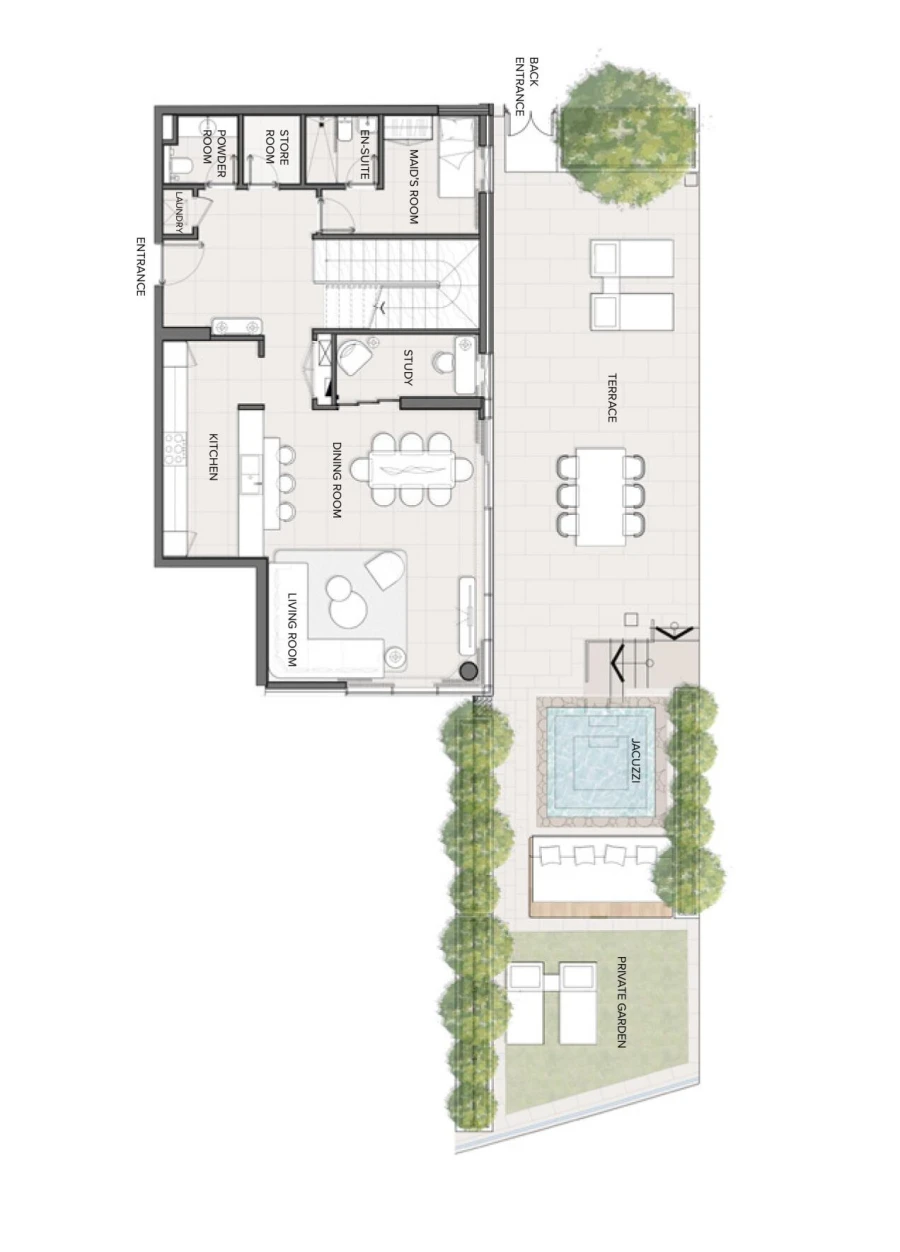 3 BR — 3 Bedroom Duplex + Jacuzzi + Private Garden