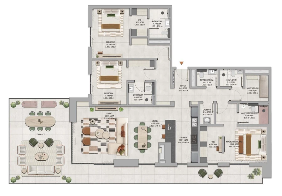 3 BR — 3 Bedroom Terrace