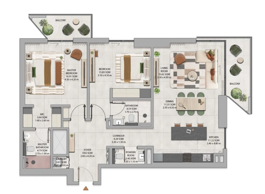 2 BR — 2 Bedroom Tower Type A