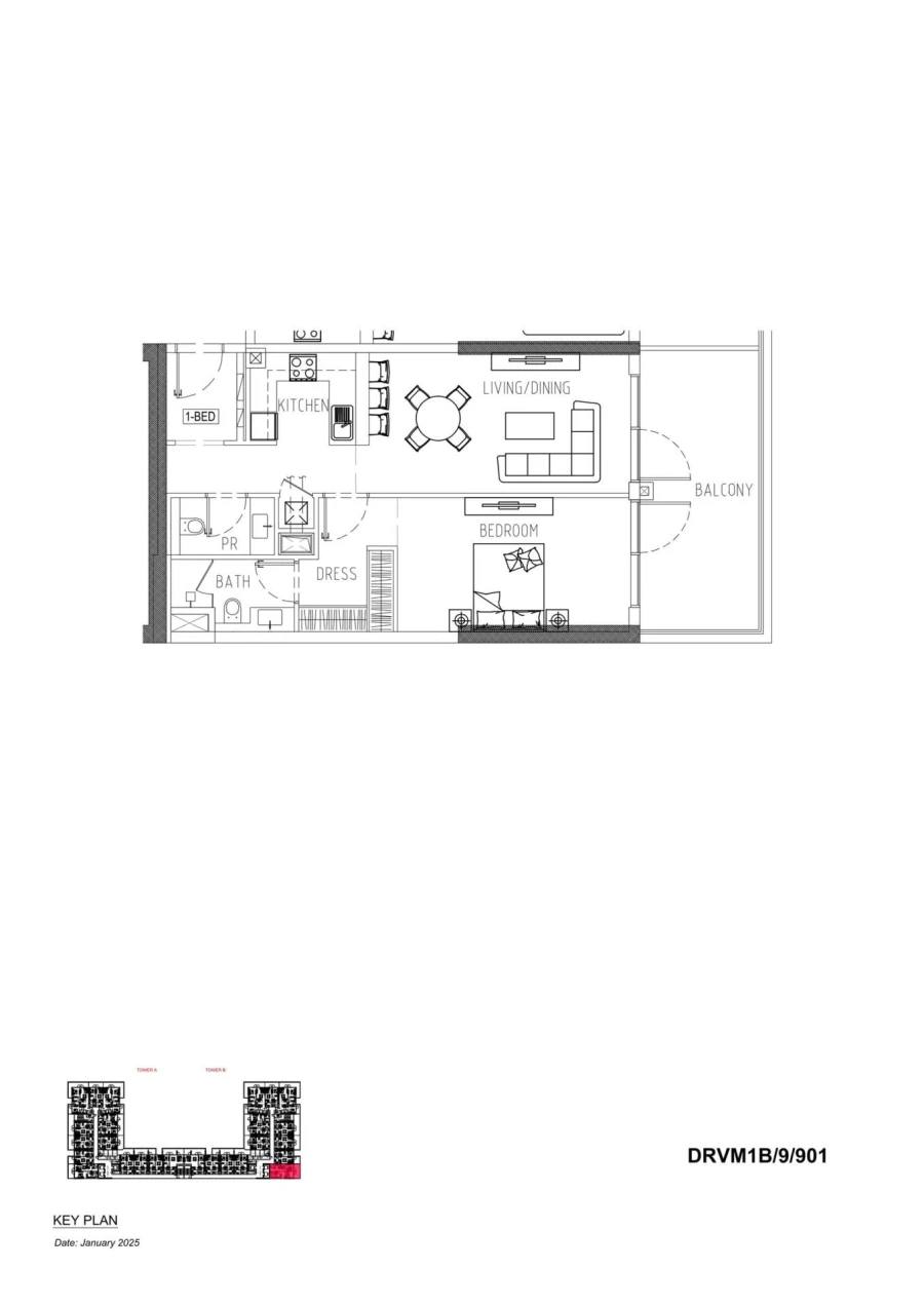 1 BR — Unit Layout