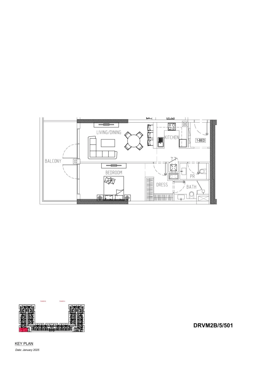 1 BR — Unit Layout