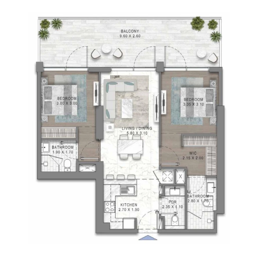 2 BR — 2 Bedroom Type B1