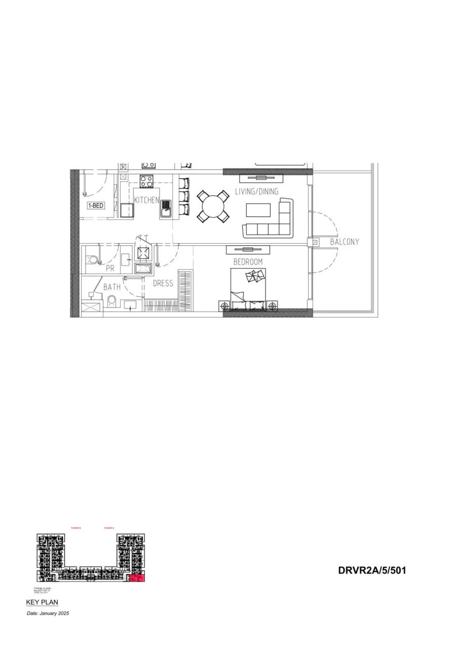 1 BR — Unit Layout