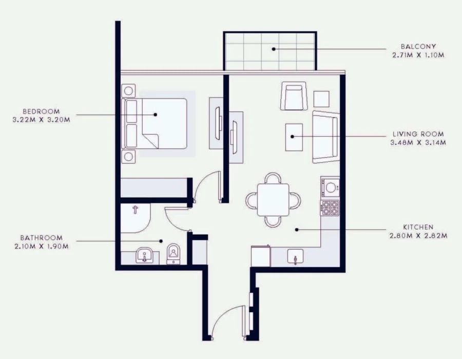 1 BR — 1 Bedroom Type 3