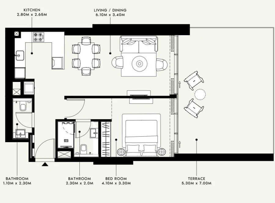 1 BR — 1 Bedroom Type 01
