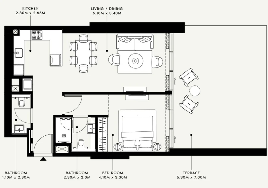 1 BR — 1 Bedroom Type 01