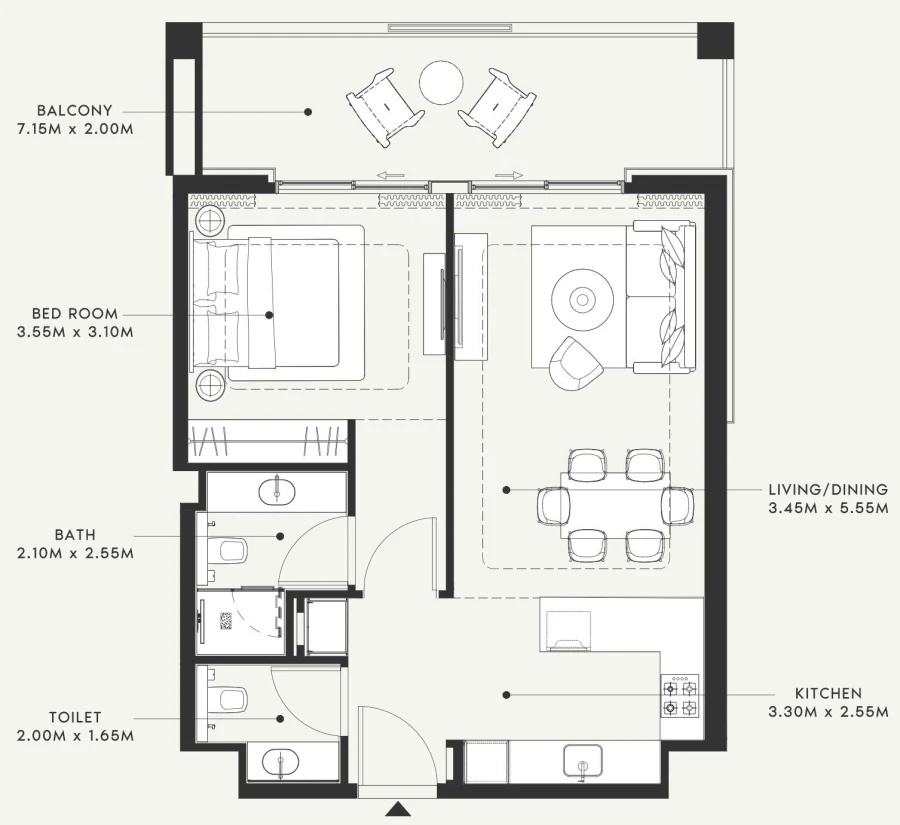 1 BR — 1 Bedroom Type 01
