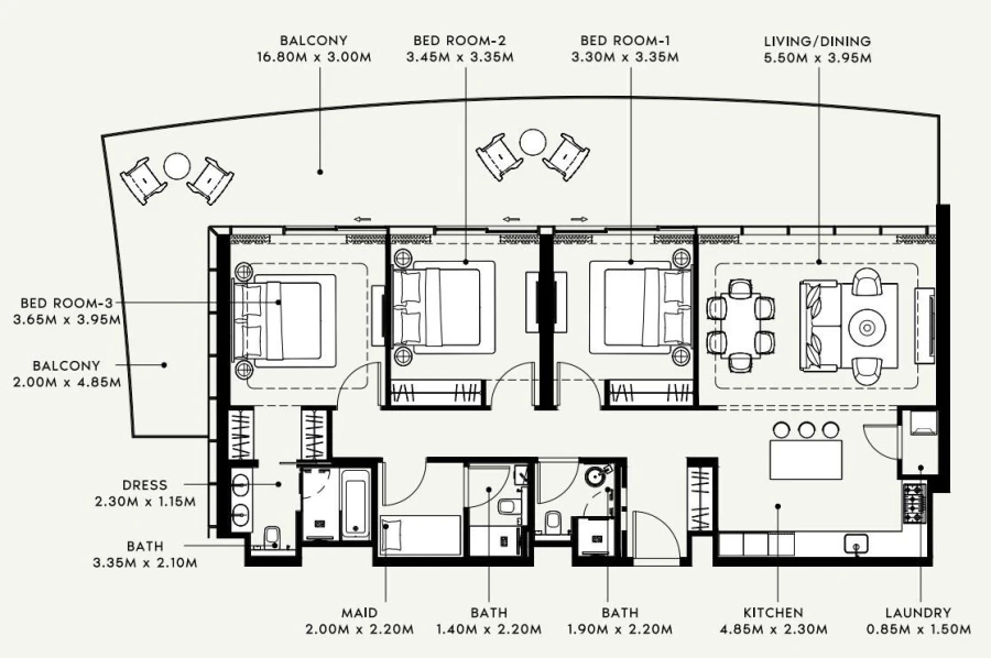 3 BR — 3 Bedroom Type 01