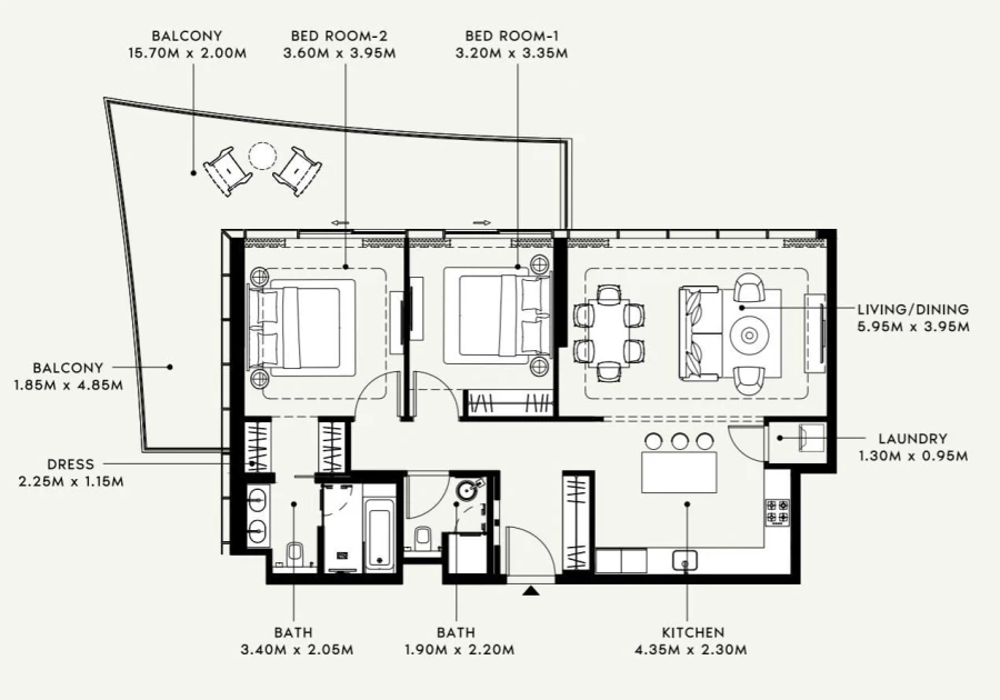 2 BR — 2 Bedroom Type 1