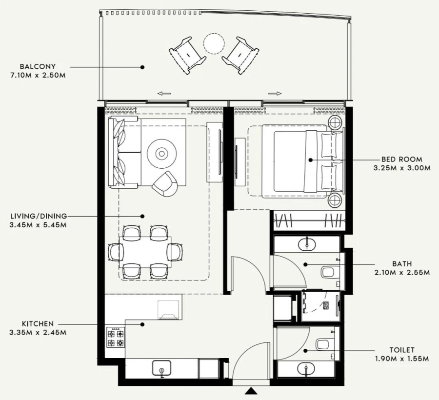 1 BR — 1 Bedroom Type 1