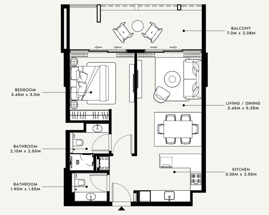 1 BR — 1 Bedroom Type 02