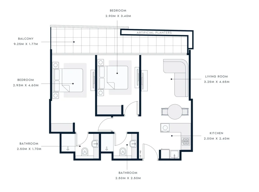 2 BR — 2 Bedroom Type 1