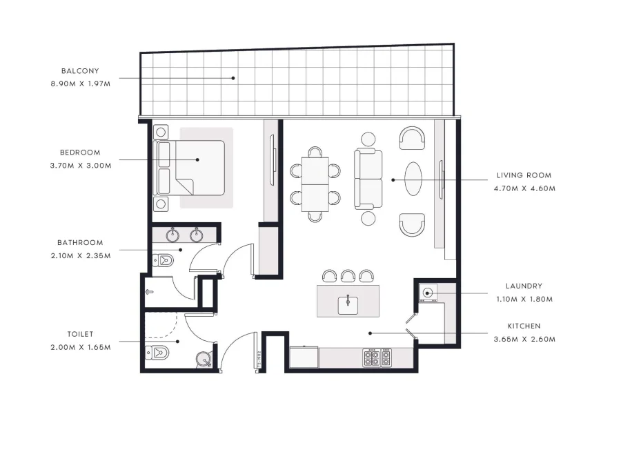 1 BR — 1 Bedroom Type 3