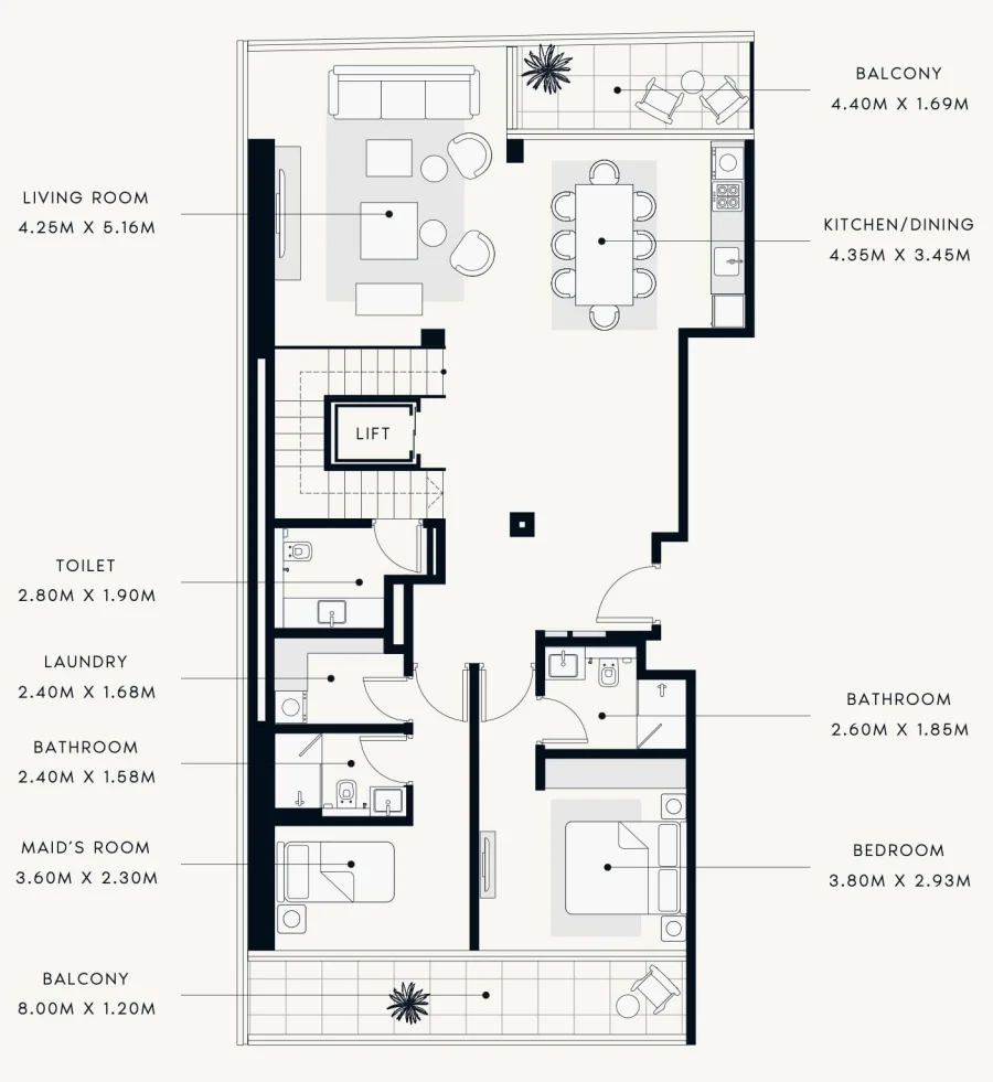 3 BR — Penthouse - A