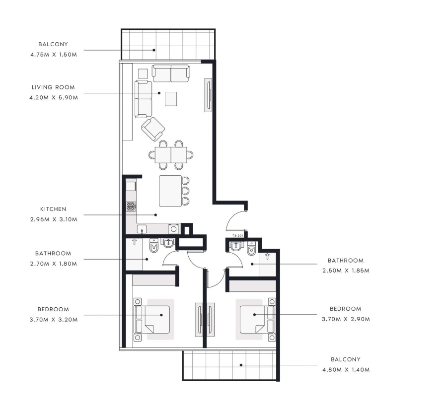2 BR — 2 Bedroom Type 1
