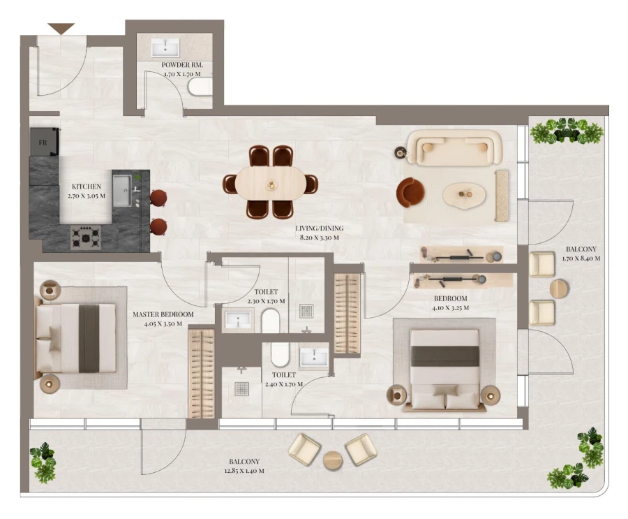 2 BR — 2 Bedroom Type C1