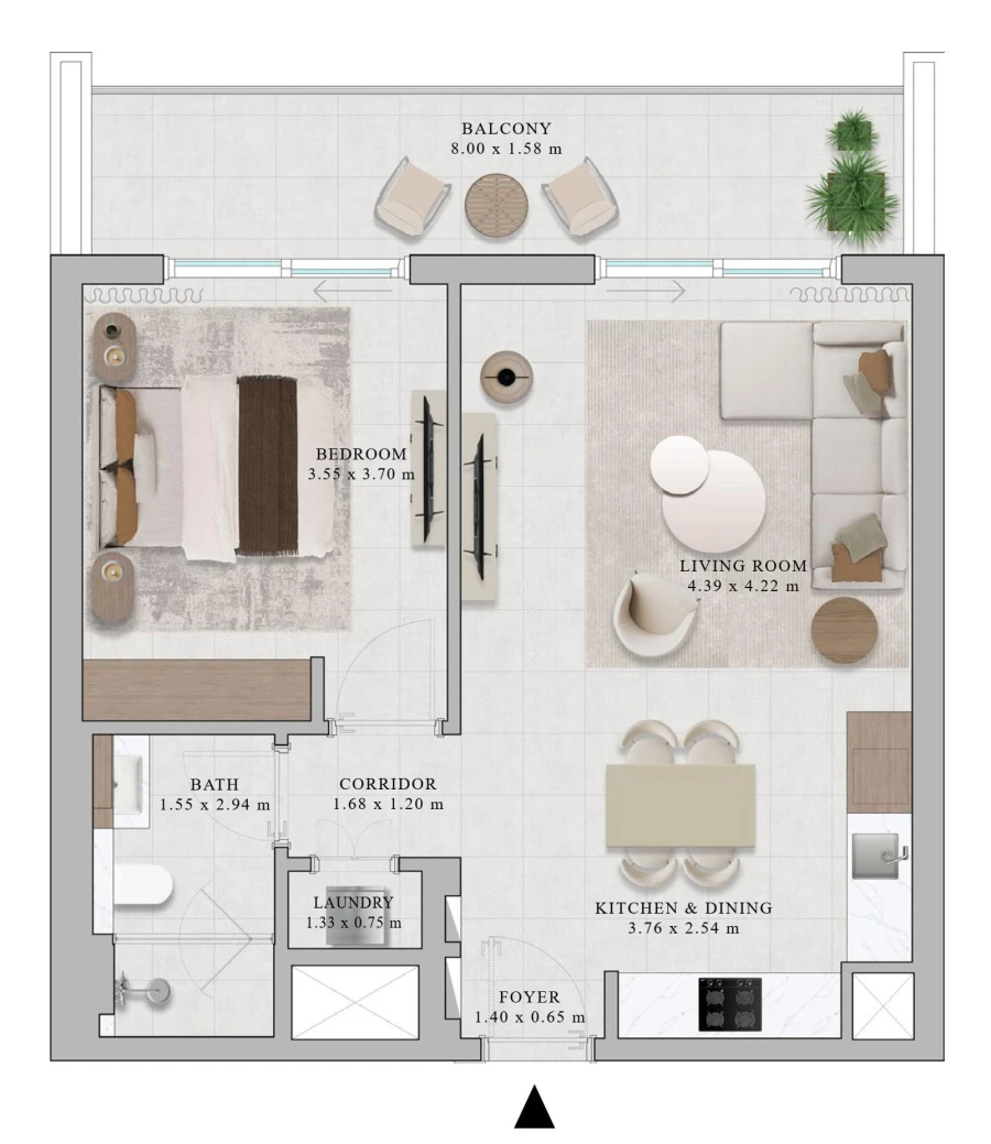 1 BR — 1 Bedroom Type 3D