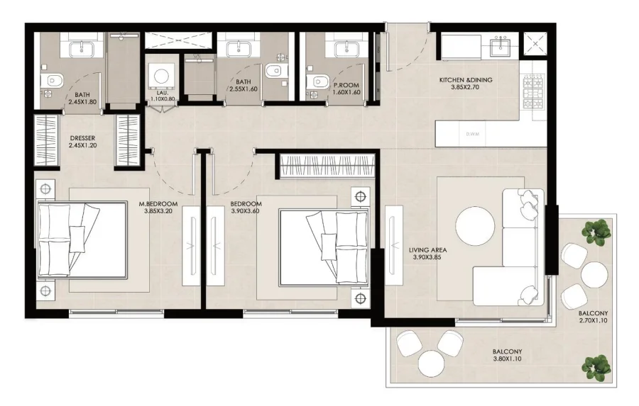 2 BR — 2 Bedroom Type A