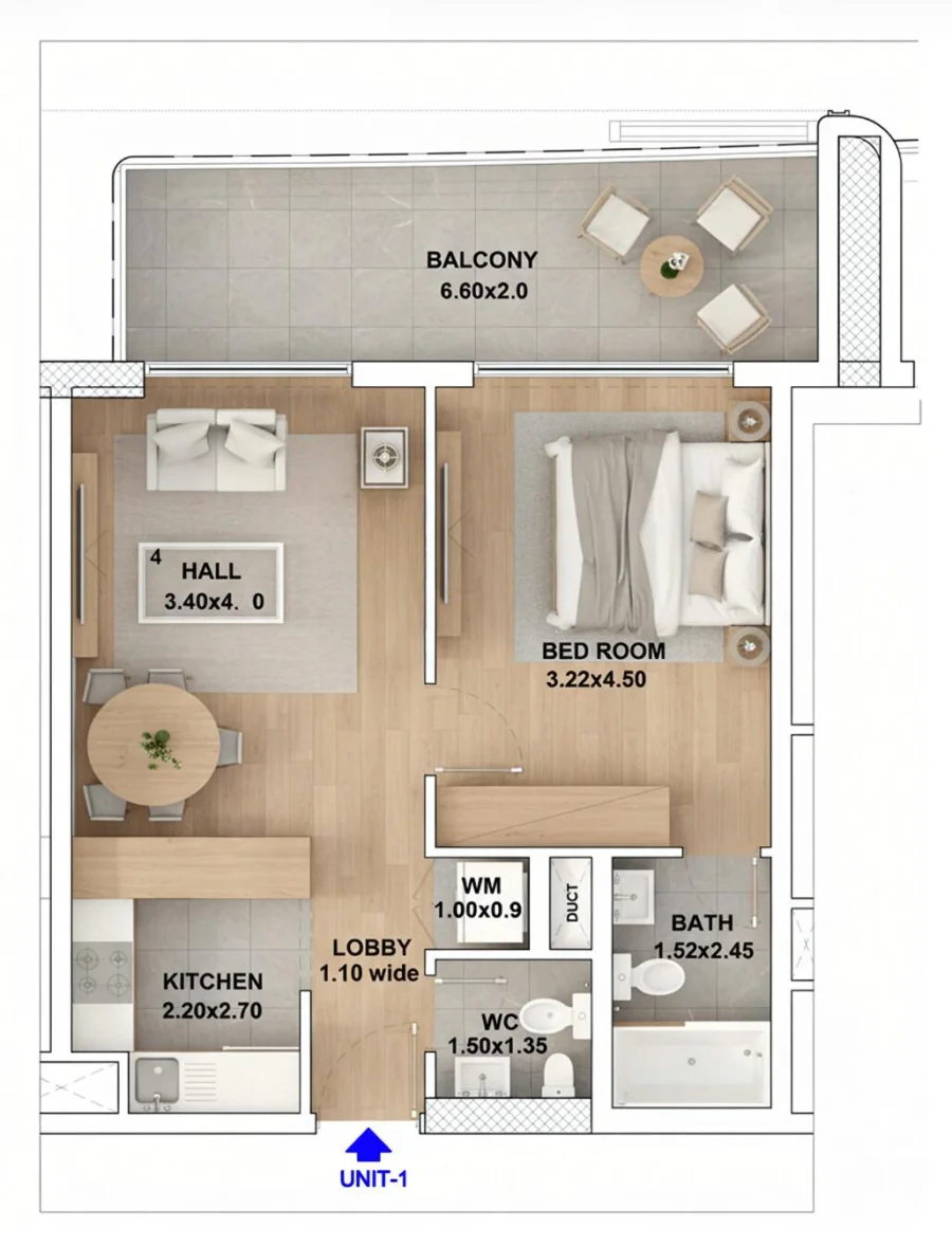 1 BR — 1 Bedroom Unit-01