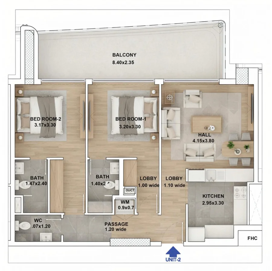 2 BR — 2 Bedroom Unit-02
