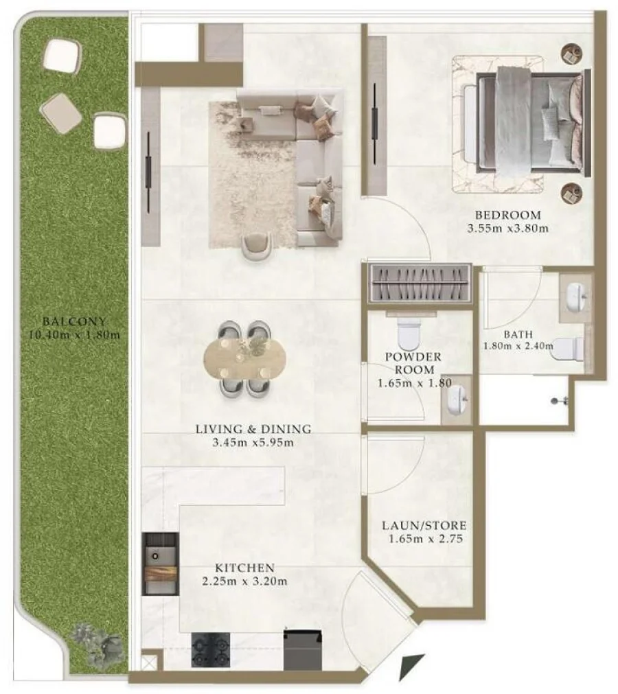 1 BR — 1 Bedroom Type F