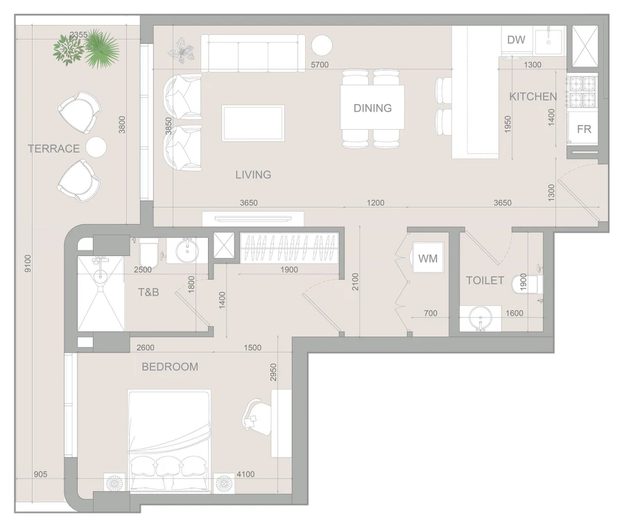 1 BR — 1 Bedroom Type C