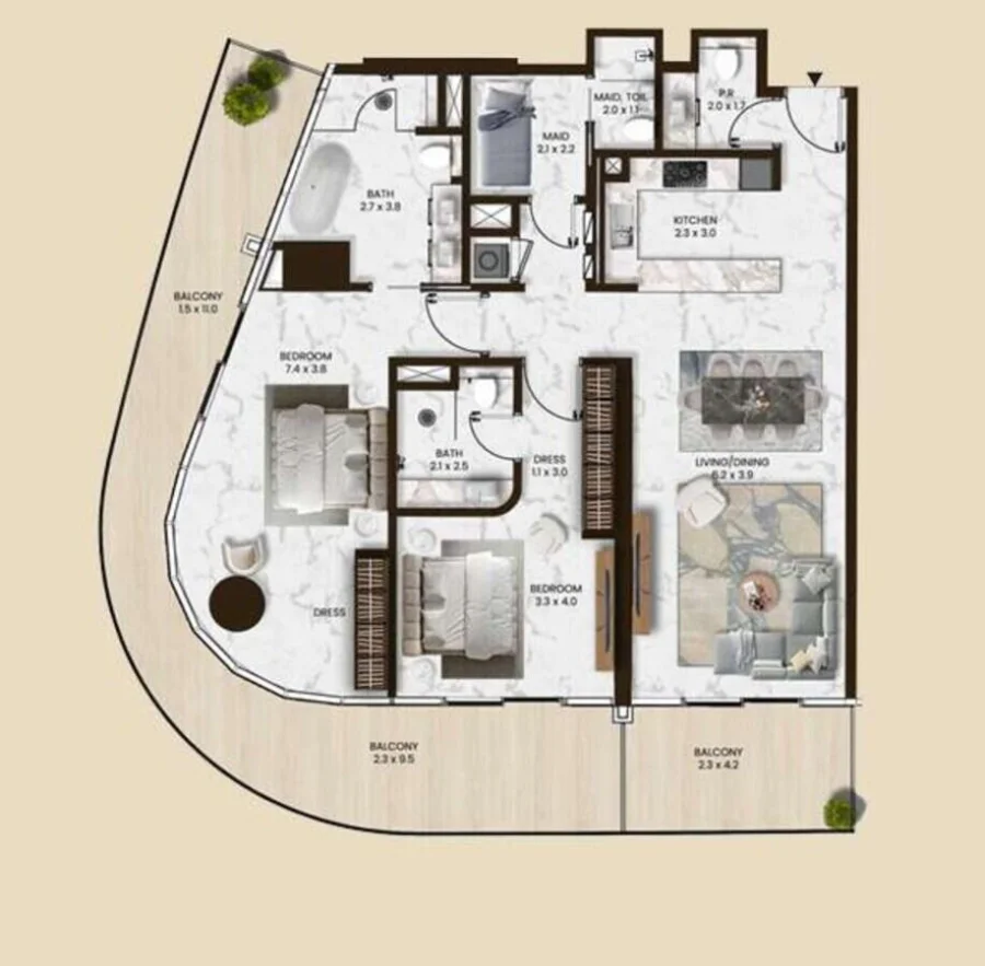 2 BR — 2 Bedroom Type A08