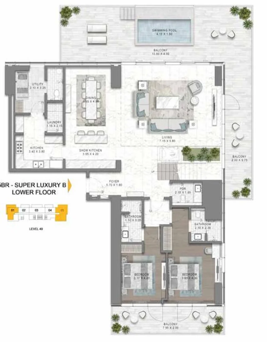5 BR — 5 Bedroom Duplex Type B