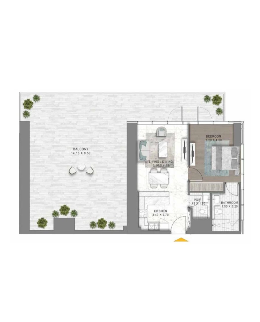 1 BR — 1 Bedroom Type F1