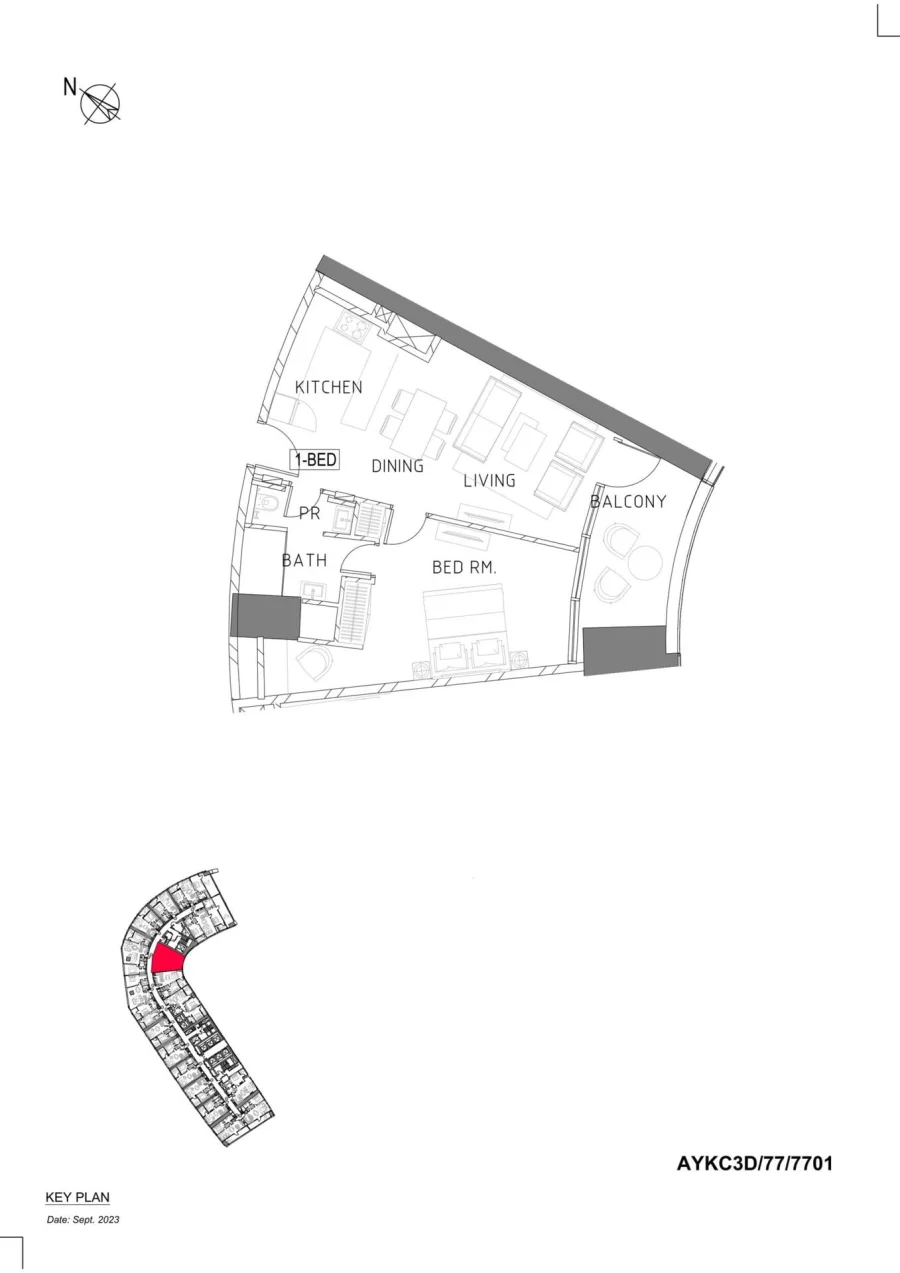 1 BR — Unit Layout