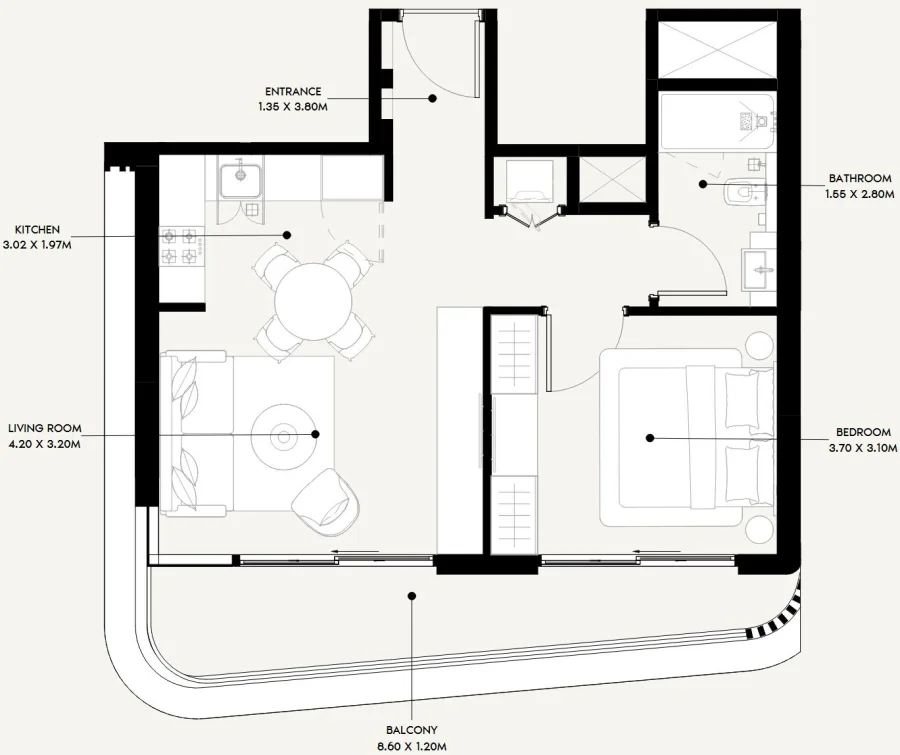1 BR — 1 Bedroom Type 01A