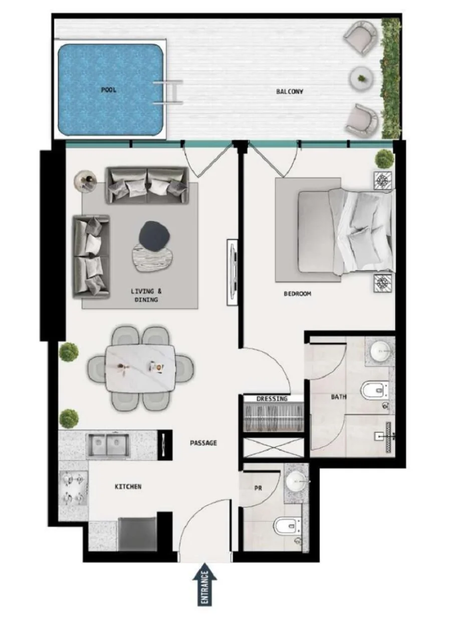 1 BR — 1 Bedroom with Pool