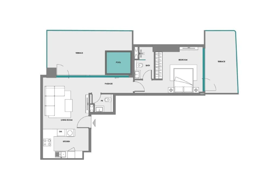 1 BR — 1 BEDROOM + POOL ( T Y P E 1 )