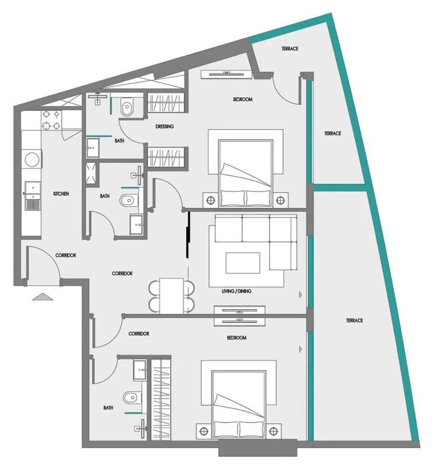 2 BR — 2 Bedroom Type 1