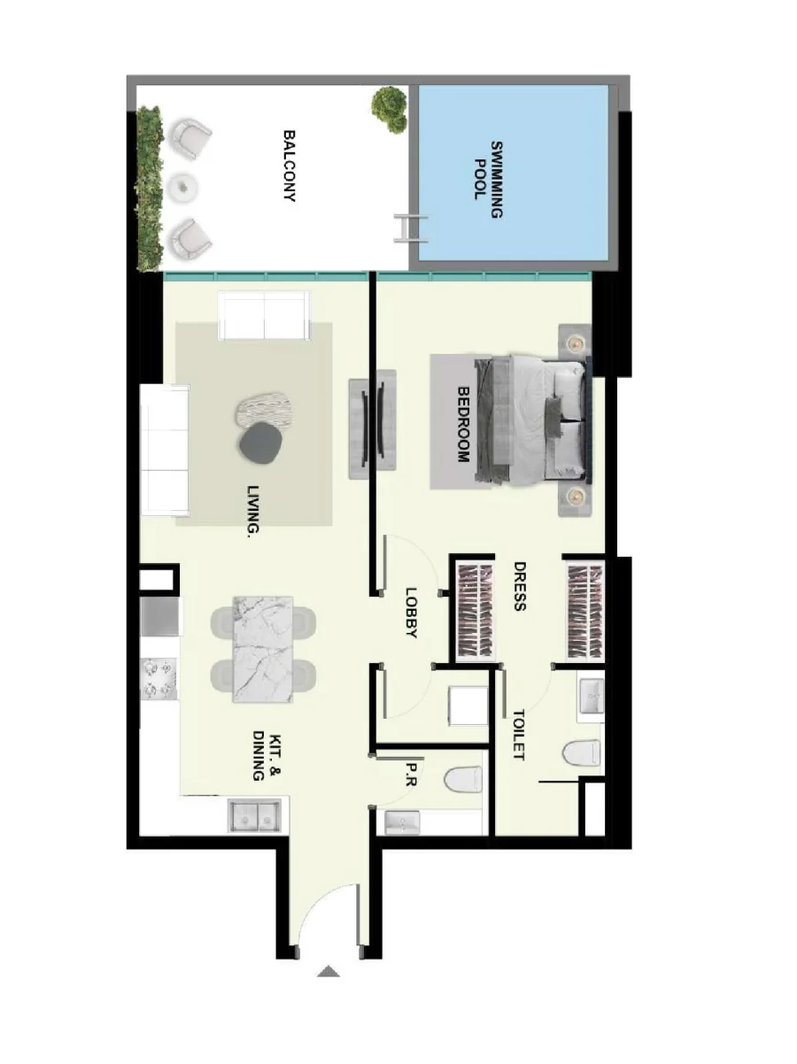 1 BR — 1 Bedroom with Pool