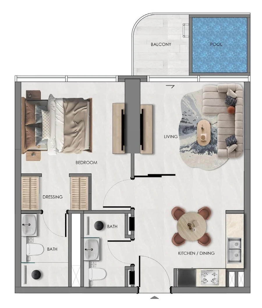 1 BR — 1 Bedroom Type 1