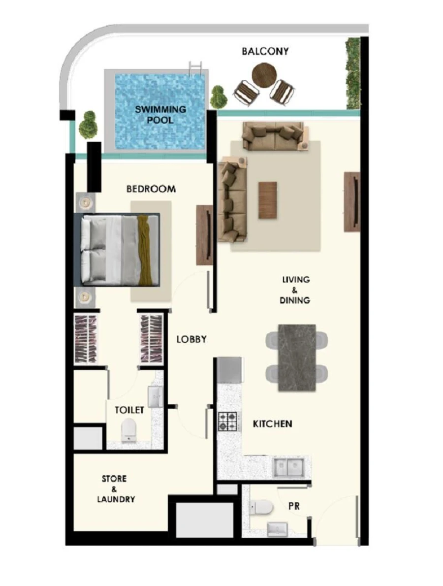 1 BR — 1 Bedroom with Pool