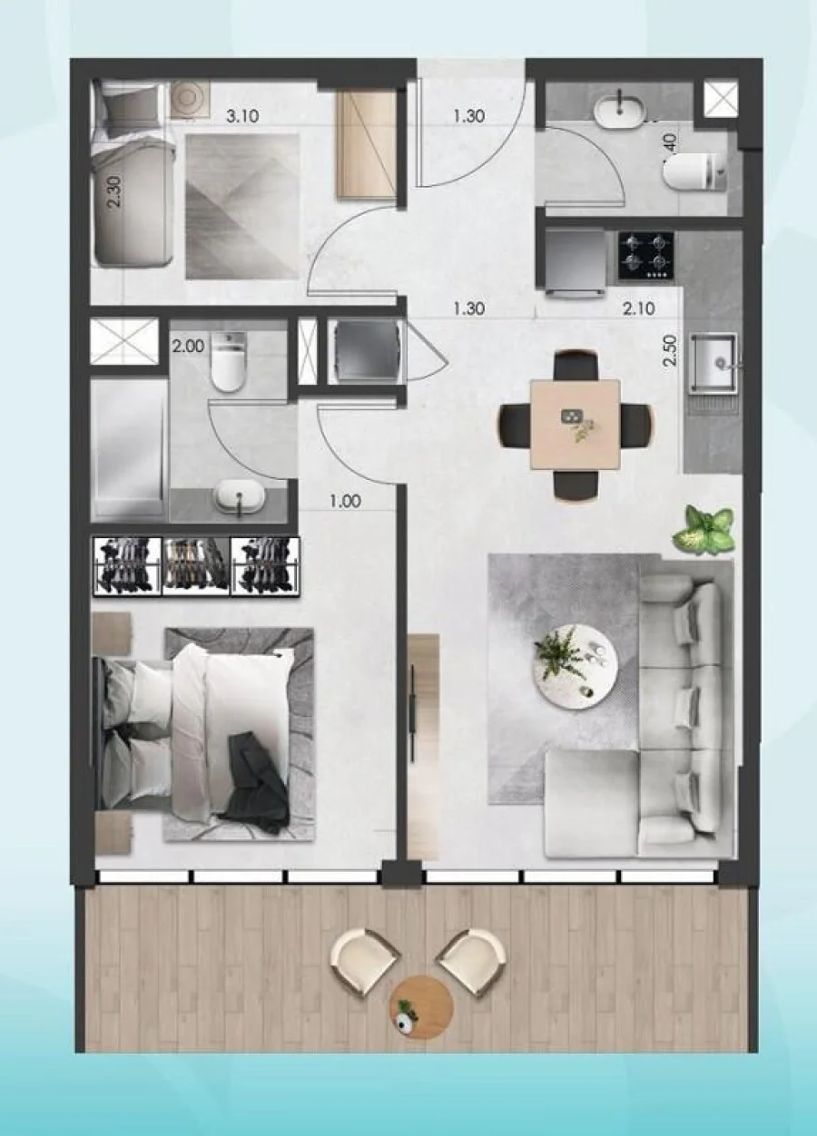 1 BR — 1 Bedroom TYPE B