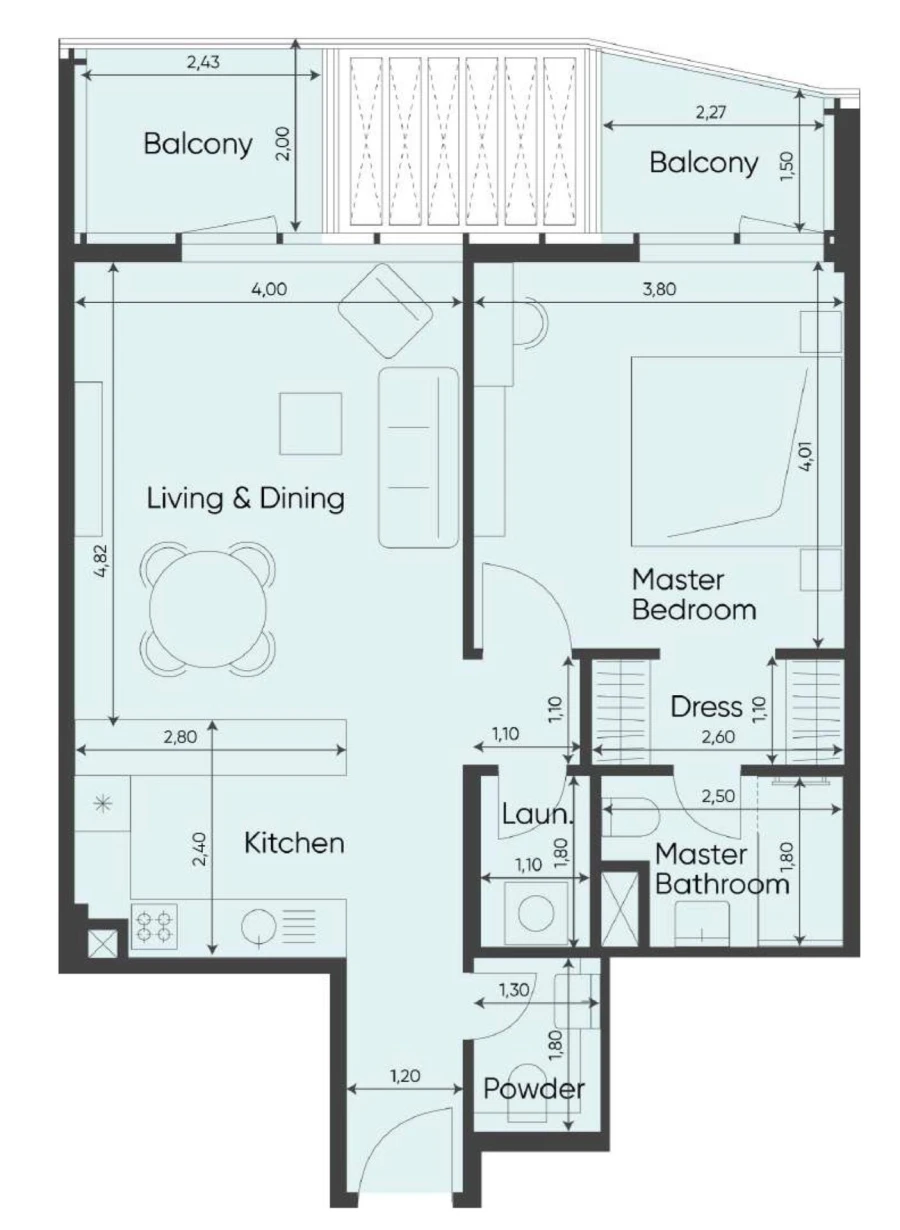 1 BR — 1 Bedroom Type 2
