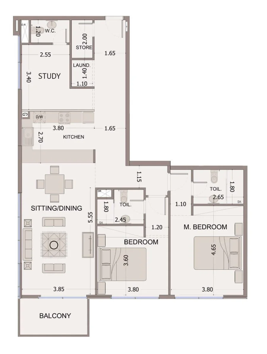 2 BR — 2 Bedroom Type 1