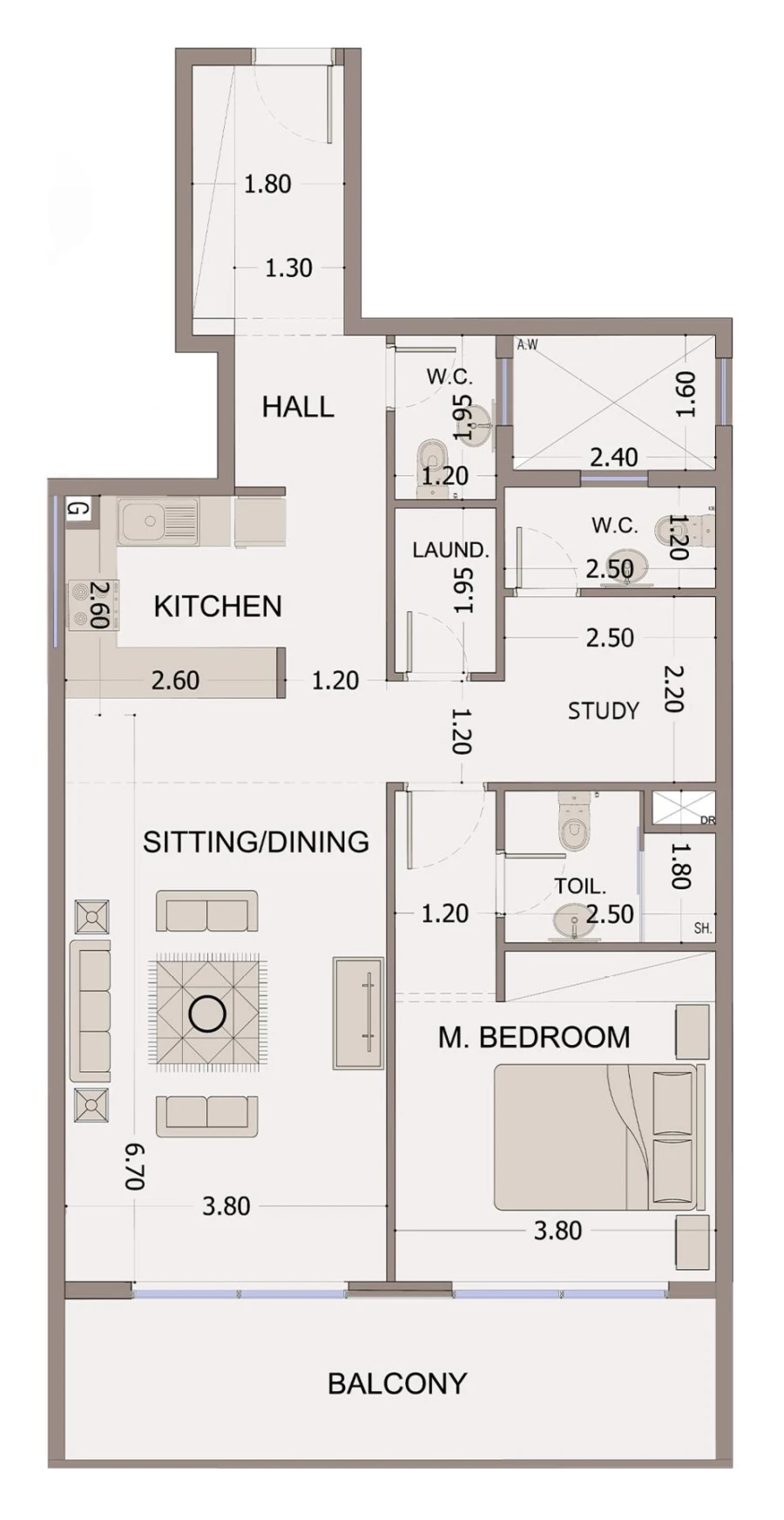 1 BR — 1 Bedroom Unit 107