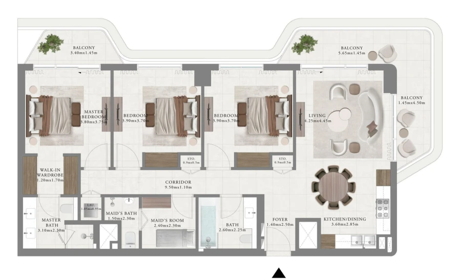 3 BR — 3 Bedroom Type A1