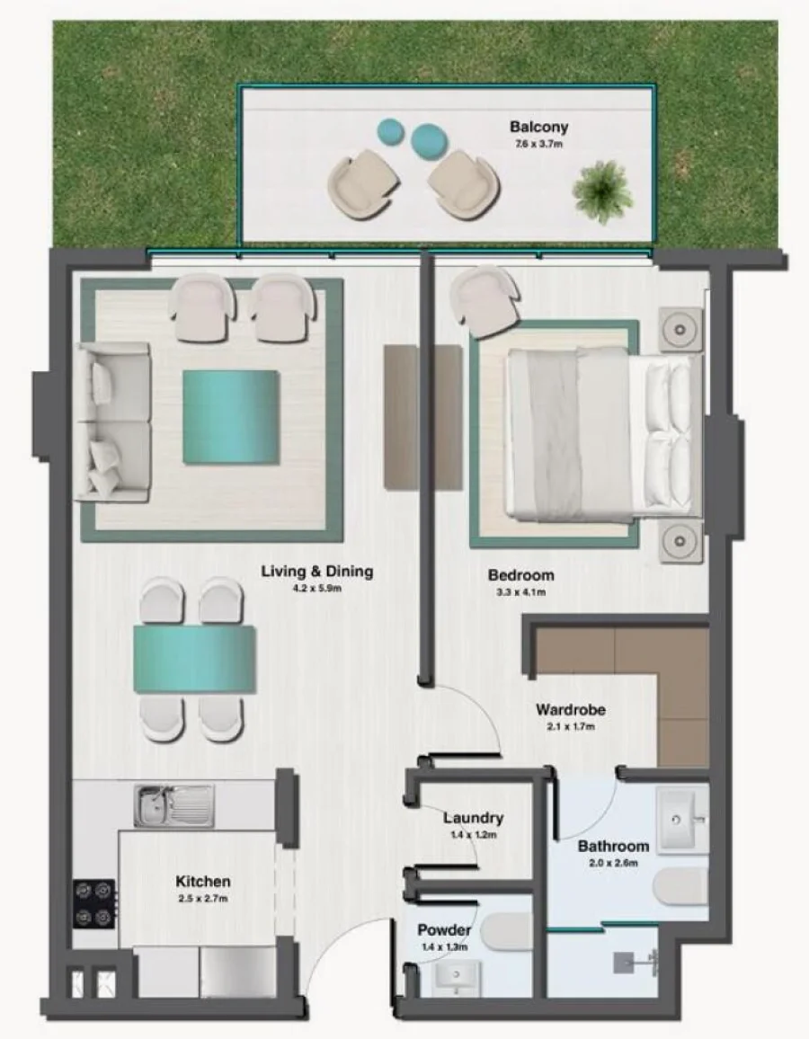 1 BR — 1 Bedroom unit 1C (M)