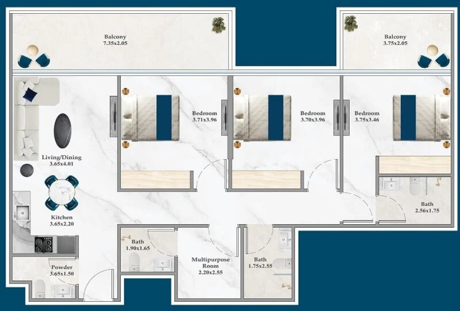 3 BR — Premium 3 Bedroom