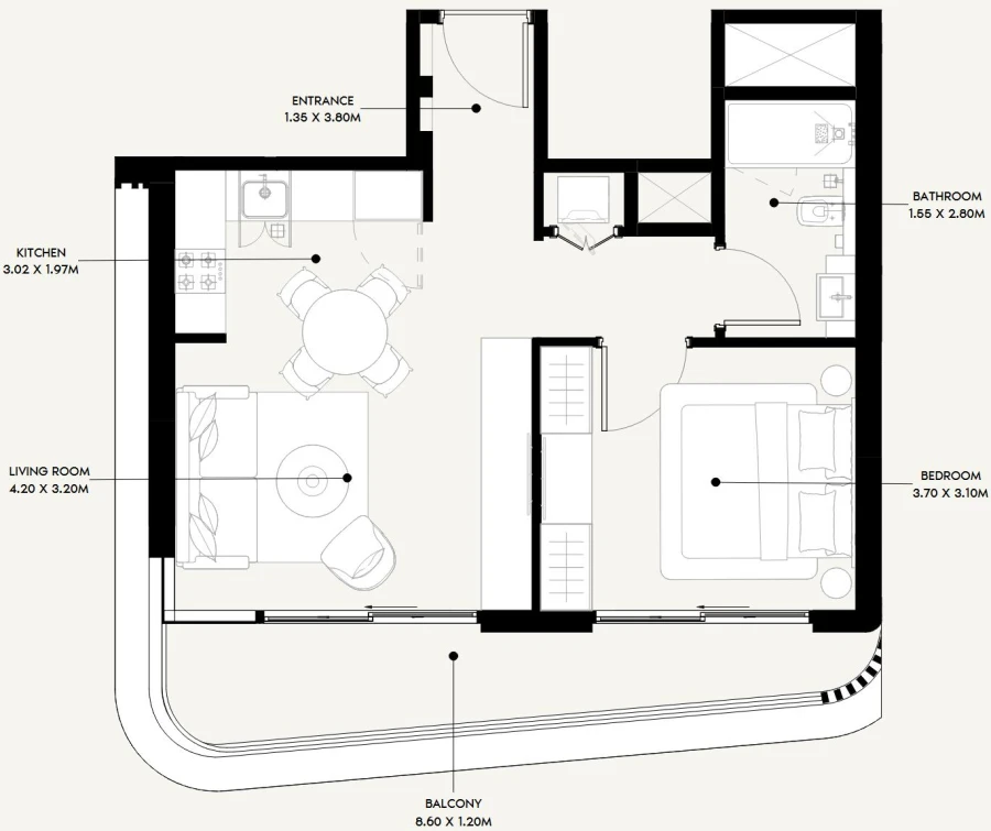 1 BR — 1 Bedroom Type 01A