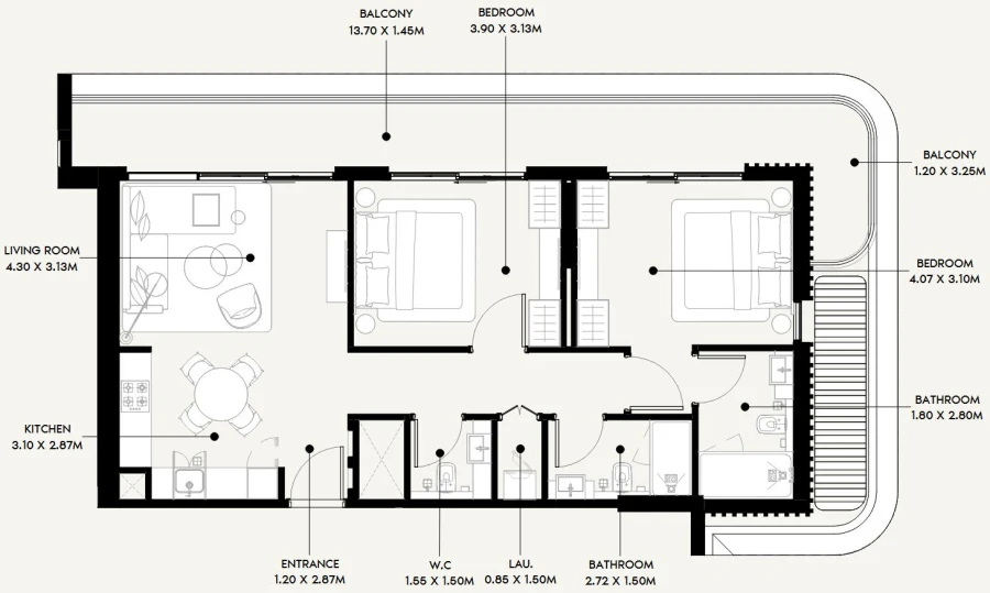 2 BR — 2 Bedroom Type 01A