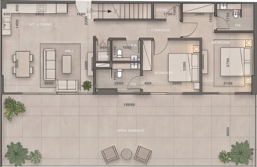 2 BR — 2 Bedroom Penthouse
