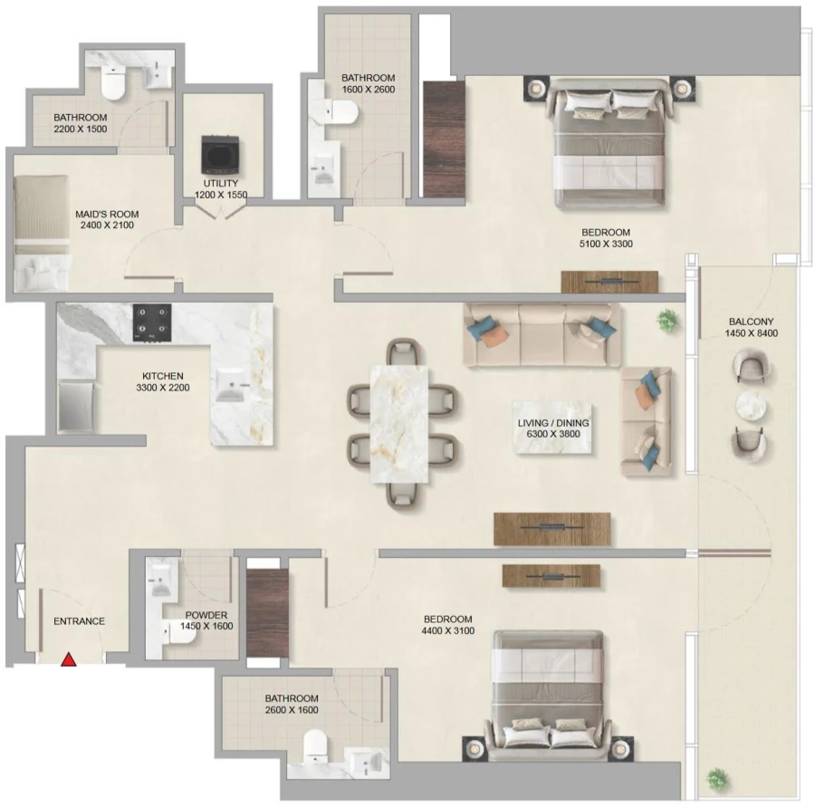 2 BR — 2 Bedroom Type A
