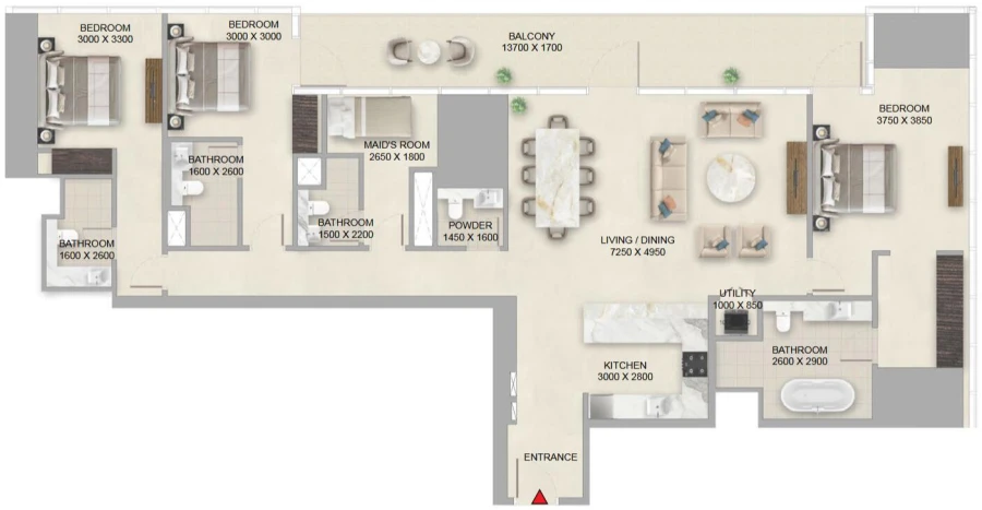3 BR — 3 Bedroom Type A